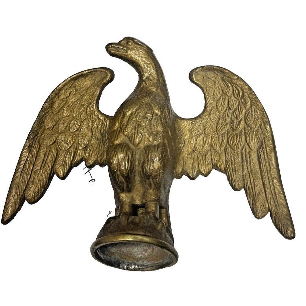 Vintage Brass Eagle Flagpole Topper ~1.5" Slip Fit Americana Patriotic